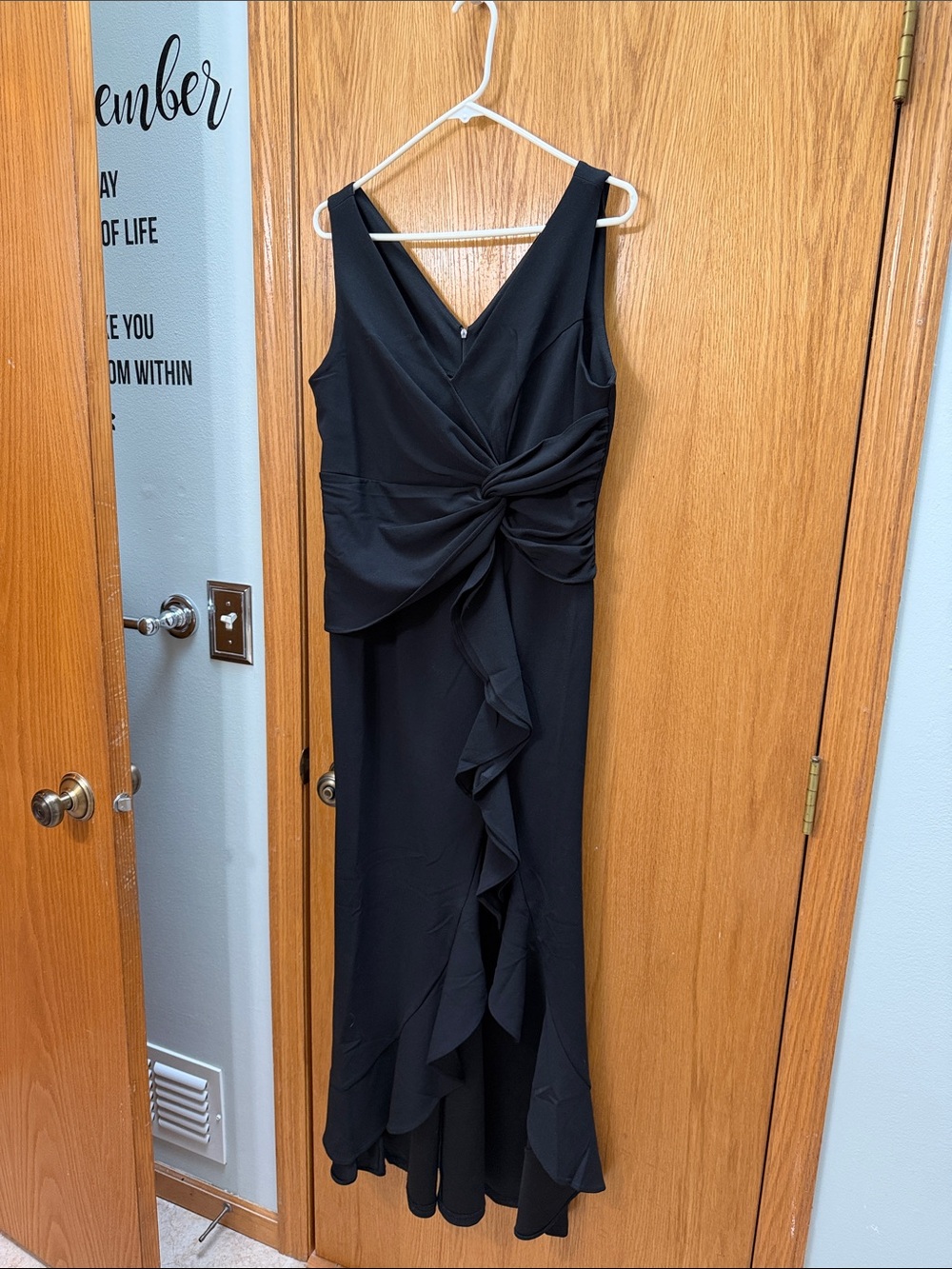 Amazon Black V-Neck Sleeveless Twist Front Maxi Dress with Cascade Ruffle
